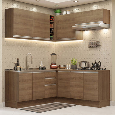 Armário de Cozinha Completa de Canto 349cm Rustic Glamy Madesa 03