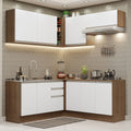 Armário de Cozinha Completa de Canto 349cm Rustic Branco Glamy Madesa 03
