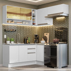 Armário de Cozinha Completa de Canto 349cm Branco Glamy Madesa 06