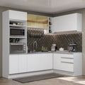 Armário de Cozinha Completa de Canto 399cm Branco Glamy Madesa 02