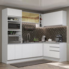 Armário de Cozinha Completa de Canto 399cm Branco Glamy Madesa 02