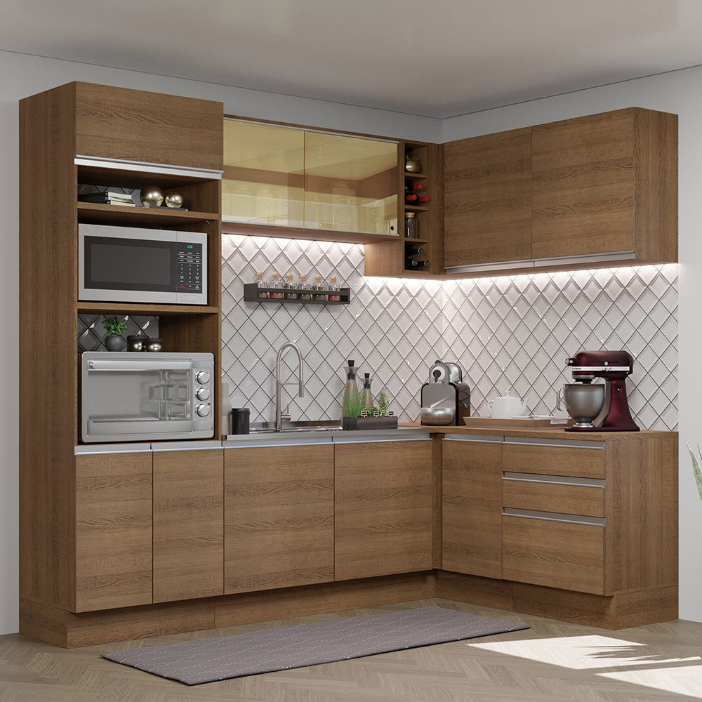 Armário de Cozinha Completa de Canto 399cm Rustic Glamy Madesa 02