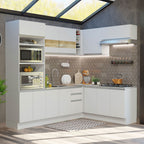 Armário de Cozinha Completa de Canto 419cm Branco Glamy Madesa 01