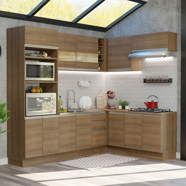 Armário de Cozinha Completa de Canto 419cm Rustic Glamy Madesa 01