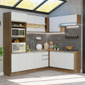 Armário de Cozinha Completa de Canto 419cm Rustic/Branco Glamy Madesa 01