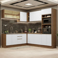 Armário de Cozinha Completa de Canto 459cm Rustic Branco Glamy Madesa 01