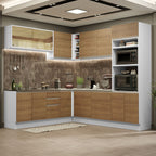 Armário de Cozinha Completa de Canto 459cm Branco Rustic Glamy Madesa 01