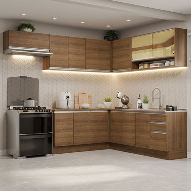 Armário de Cozinha Completa de Canto 469cm Rustic Glamy Madesa 01