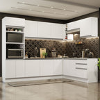 Armário de Cozinha Completa de Canto 479cm Branco Glamy Madesa 01
