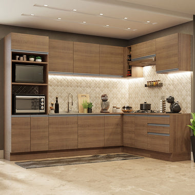 Armário de Cozinha Completa de Canto 479cm Rustic Glamy Madesa 01