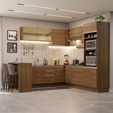 Armário de Cozinha Completa de Canto 504cm Rustic Glamy Madesa 01
