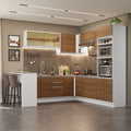 Armário de Cozinha Completa de Canto 504cm Branco/Rustic Glamy Madesa 01