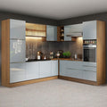 Armário de Cozinha Completa de Canto 526cm Rustic/Cinza Lux Madesa 01