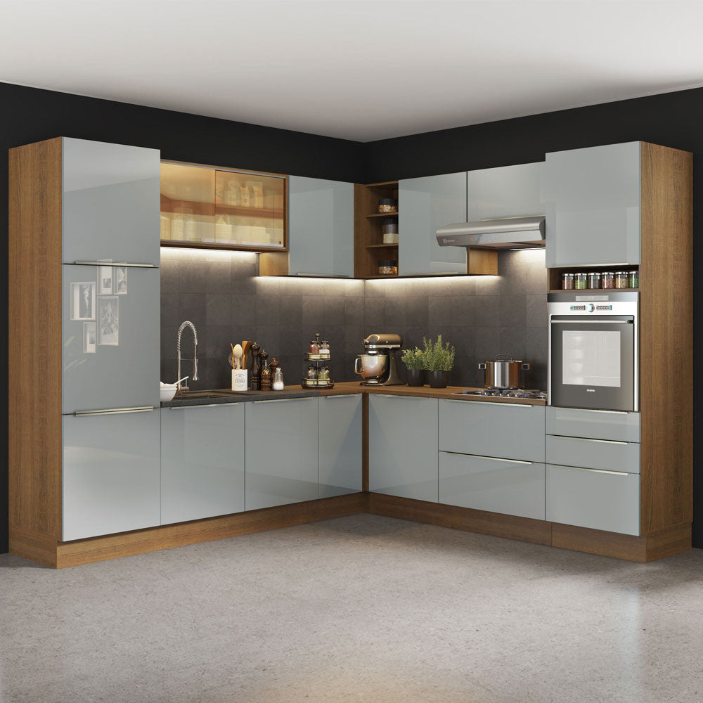 Armário de Cozinha Completa de Canto 546 x 60 cm Rustic/Cinza Lux Madesa 01