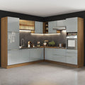 Armário de Cozinha Completa de Canto 546 x 60 cm Rustic/Cinza Lux Madesa 01