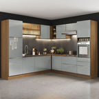 Armário de Cozinha Completa de Canto 546 x 60 cm Rustic/Cinza Lux Madesa 01