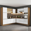 Armário de Cozinha Completa de Canto 546 x 60 cm Rustic/Branco Veludo Lux Madesa 01