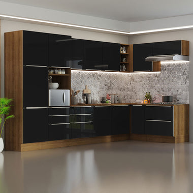 Armário de Cozinha Completa de Canto 546 x 60 cm Rustic/Preto Lux Madesa 05