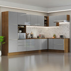 Armário de Cozinha Completa de Canto 546cm Rustic/Cinza Lux Madesa 05