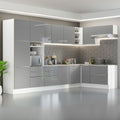 Armário de Cozinha Completa de Canto 546 x 60 cm Branco/Cinza Lux Madesa 05