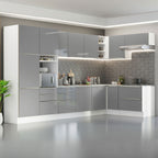 Armário de Cozinha Completa de Canto 546 x 60 cm Branco/Cinza Lux Madesa 05