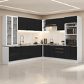 Armário de Cozinha Completa de Canto 549 cm Branco/Preto Lux Madesa 01