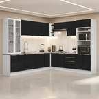 Armário de Cozinha Completa de Canto 549 cm Branco/Preto Lux Madesa 01
