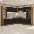 Armário de Cozinha Completa de Canto 549 cm Rustic/Preto Lux Madesa 01
