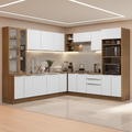 Armário de Cozinha Completa 566cm Rustic/Branco Veludo Lux Madesa 01