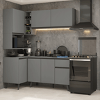 Armário de Cozinha Completa de Canto 265 cm Cinza Nice Madesa 05