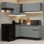 Armário de Cozinha Completa de Canto Suspenso 325cm Cinza Nice Madesa 05
