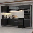 Armário de Cozinha Completa de Canto Suspenso 385 cm Preto Nice Madesa 02
