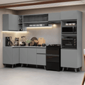 Armário de Cozinha Completa de Canto 385cm Cinza Nice Madesa 04