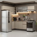 Armário de Cozinha Completa de Canto Suspensa 405 cm Crema Nice Madesa 03