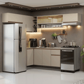 Armário de Cozinha Completa de Canto Suspensa 405 cm Crema Nice Madesa 04