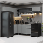 Armário de Cozinha Completa de Canto 405cm Cinza Nice Madesa 06