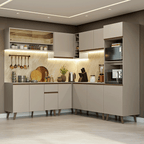 Armário de Cozinha Completa de Canto 445cm Crema Nice Madesa 01