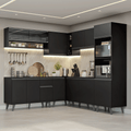 Armário de Cozinha Completa de Canto 445 cm Preto Nice Madesa 01
