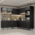 Armário de Cozinha Completa de Canto 445 cm Preto Nice Madesa 02
