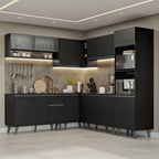 Armário de Cozinha Completa de Canto 445 cm Preto Nice Madesa 02