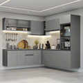 Armário de Cozinha Completa de Canto 445cm Suspensa Cinza Nice Madesa 03