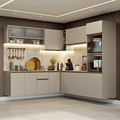 Armário de Cozinha Completa de Canto 445cm Suspensa Crema Nice Madesa 03