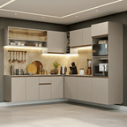 Armário de Cozinha Completa de Canto 445cm Suspensa Crema Nice Madesa 04