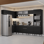Armário de Cozinha Completa de Canto 465 cm Preto Nice Madesa 04