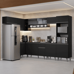 Armário de Cozinha Completa de Canto 465 cm Preto Nice Madesa 05