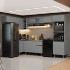 Armário de Cozinha Completa de Canto 465cm Cinza Nice Madesa 08