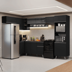 Armário de Cozinha Completa de Canto 465 cm Preto Nice Madesa 09