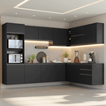 Armário de Cozinha Completa de Canto 465 cm Suspenso Preto Nice Madesa 10