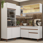 Armário de Cozinha Completa de Canto 332cm Branco Reims Madesa 01