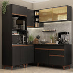 Armário de Cozinha Completa de Canto 332cm Preto Reims Madesa 01